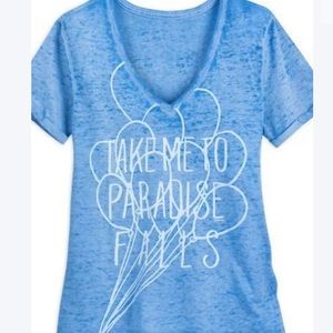 Disney Pixar Up Blue Burnout V-neck Shirt XS
